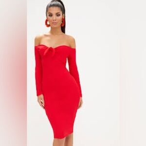 Elegant Red Off-Shoulder Dress